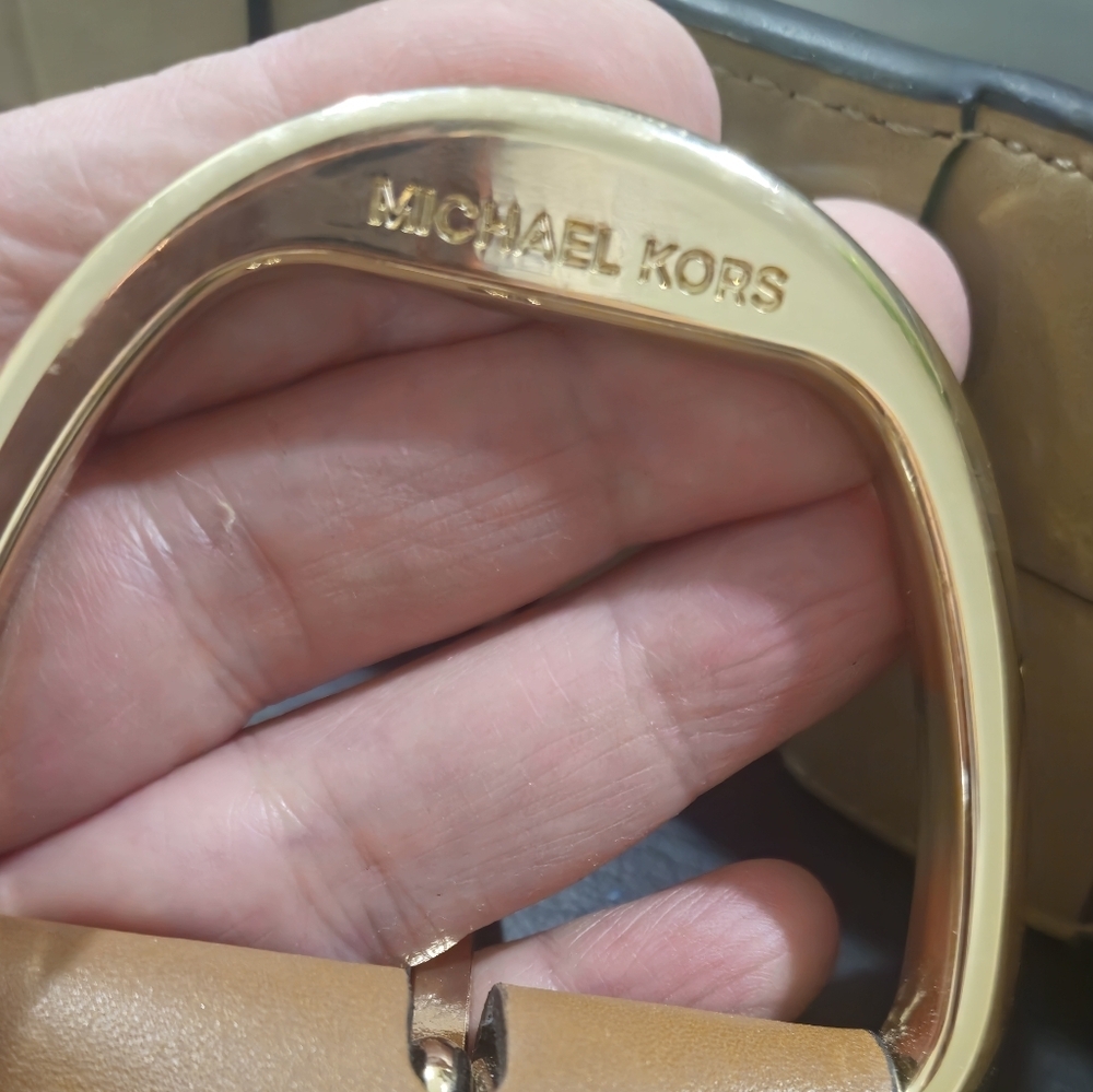 Micheal Kors Brown Woven Leather Wide Belt Sz S/M - Picture 7 of 11